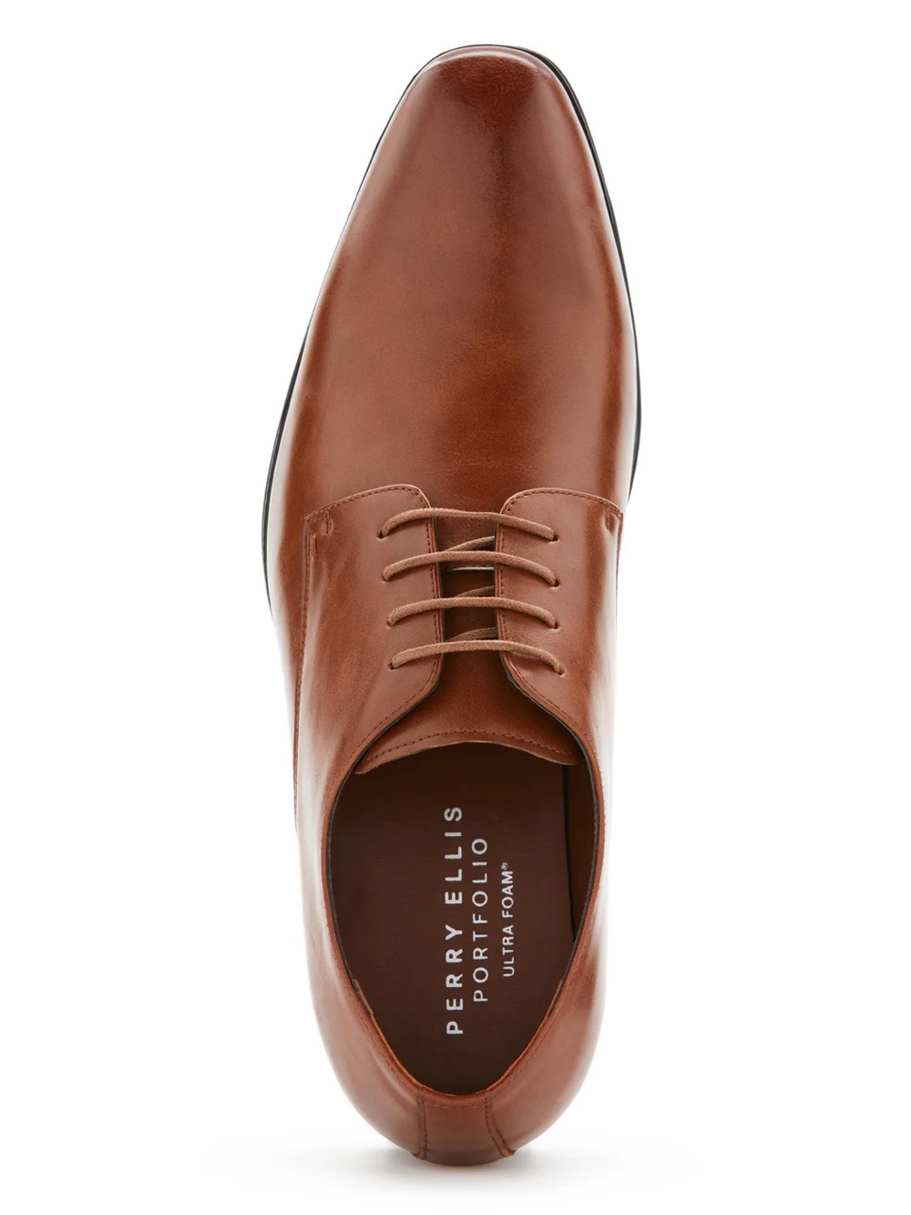 Perry Ellis Men's Cognac Leather Derby Shoe
